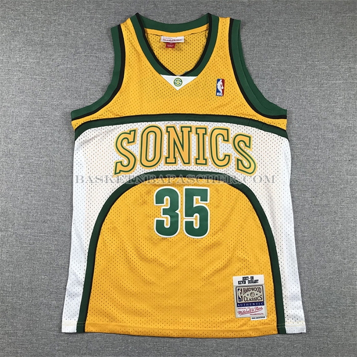 Maillot Enfant Seattle Supersonics Kevin Durant NO 35 Mitchell & Ness 2007-08 Jaune
